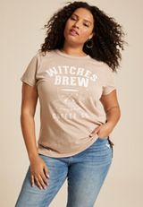 Plus Size Witches Brew Classic Fit Graphic Tee, TAUPE, small