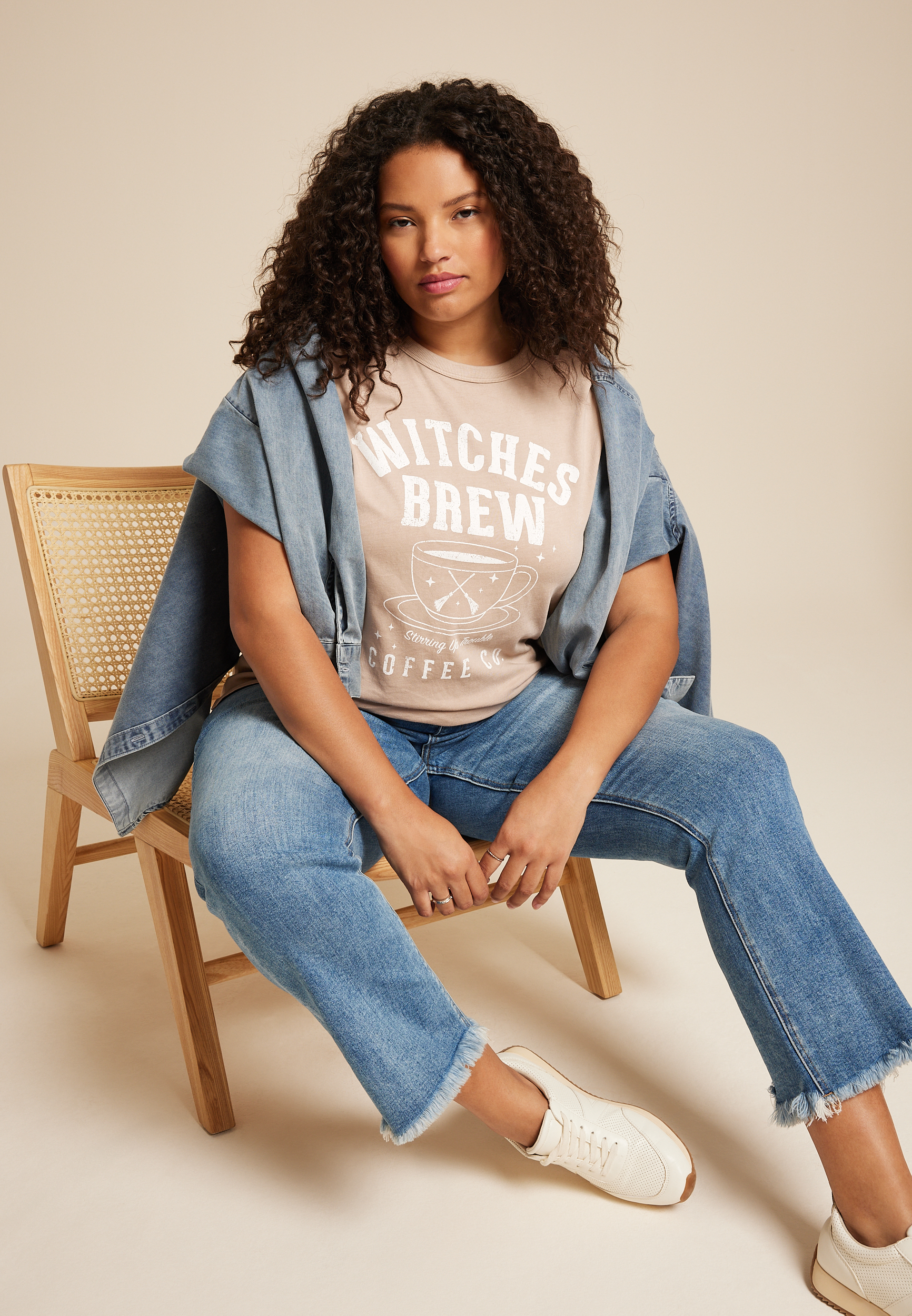 Plus Size Witches Brew Classic Fit Graphic Tee, TAUPE, large