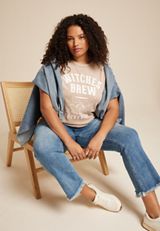 Plus Size Witches Brew Classic Fit Graphic Tee, TAUPE, small