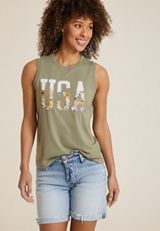 Americana Floral USA Classic Fit Graphic Tank, C186, small