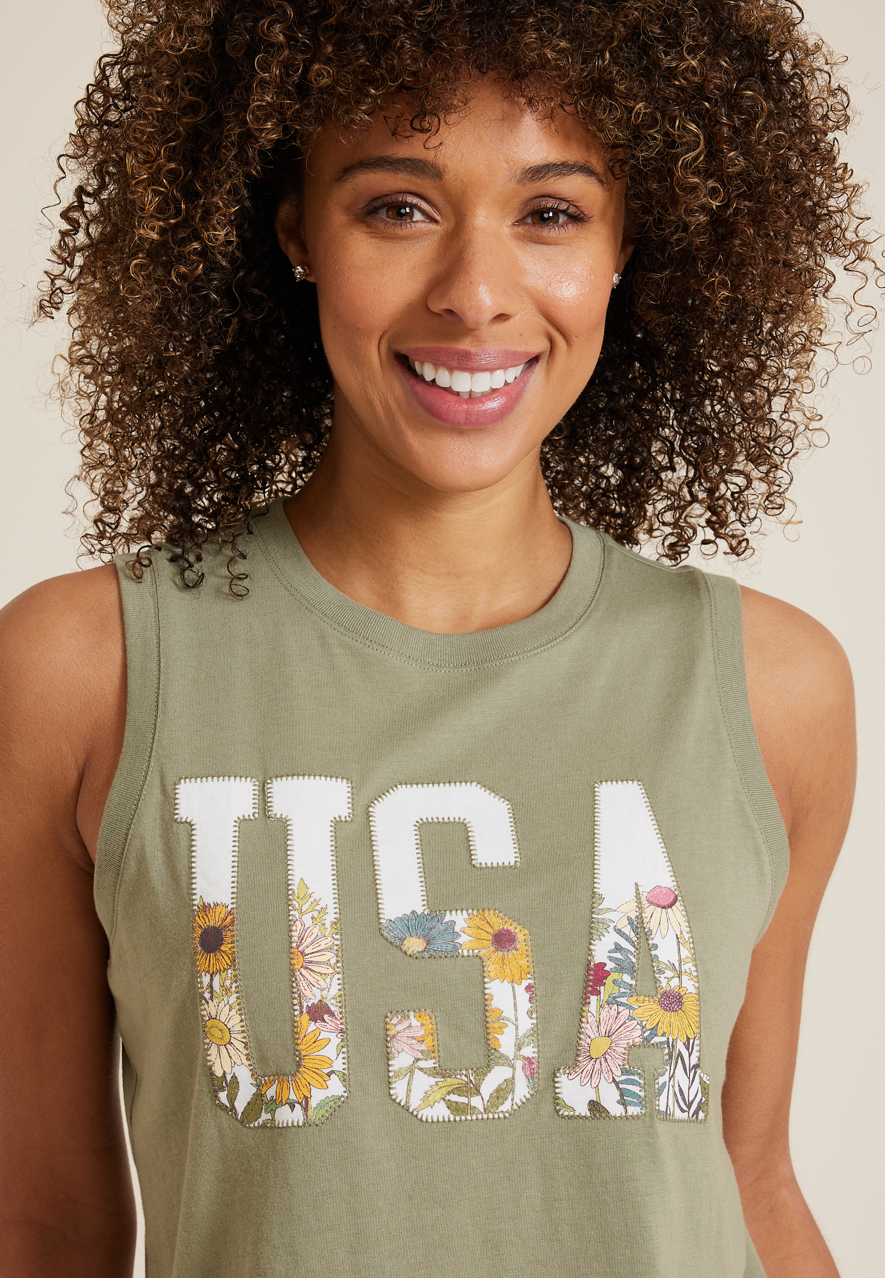 Americana Floral USA Classic Fit Graphic Tank, C186, large