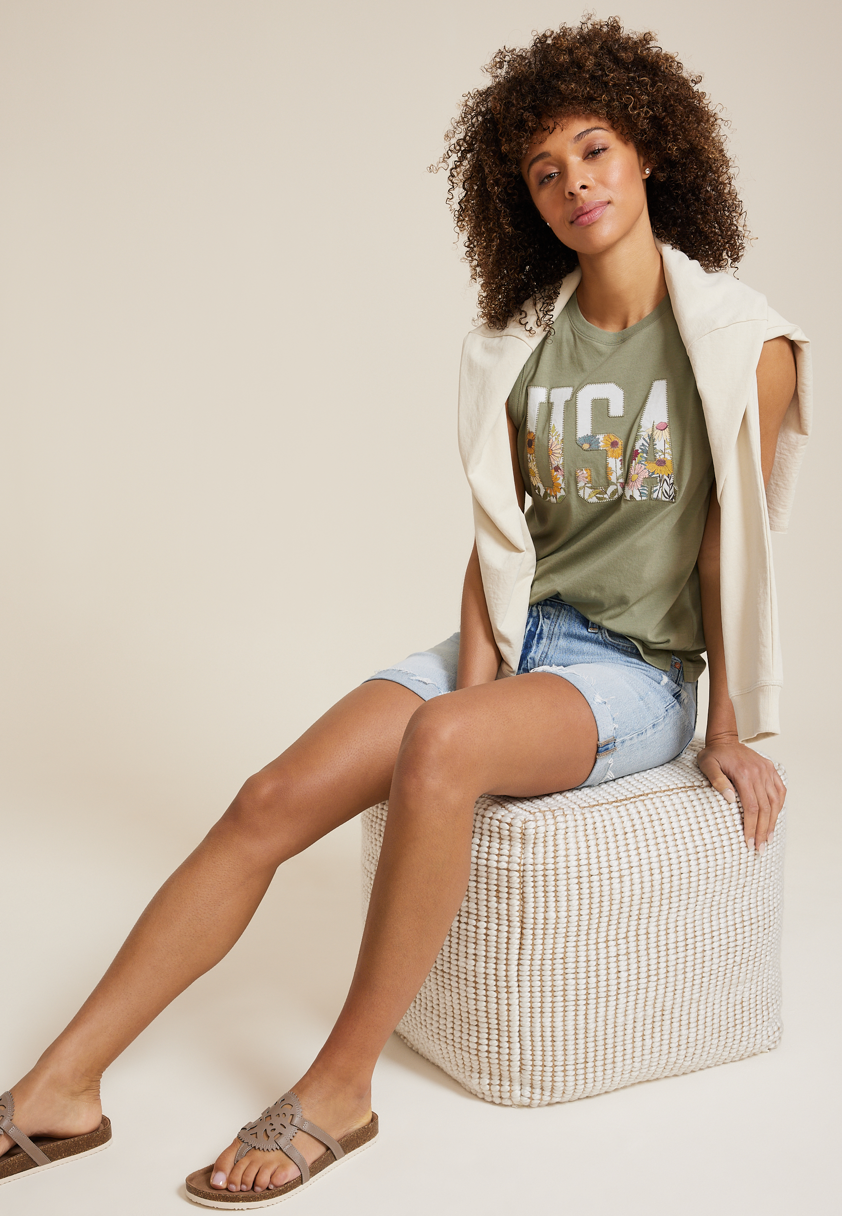 Americana Floral USA Classic Fit Graphic Tank, C186, large