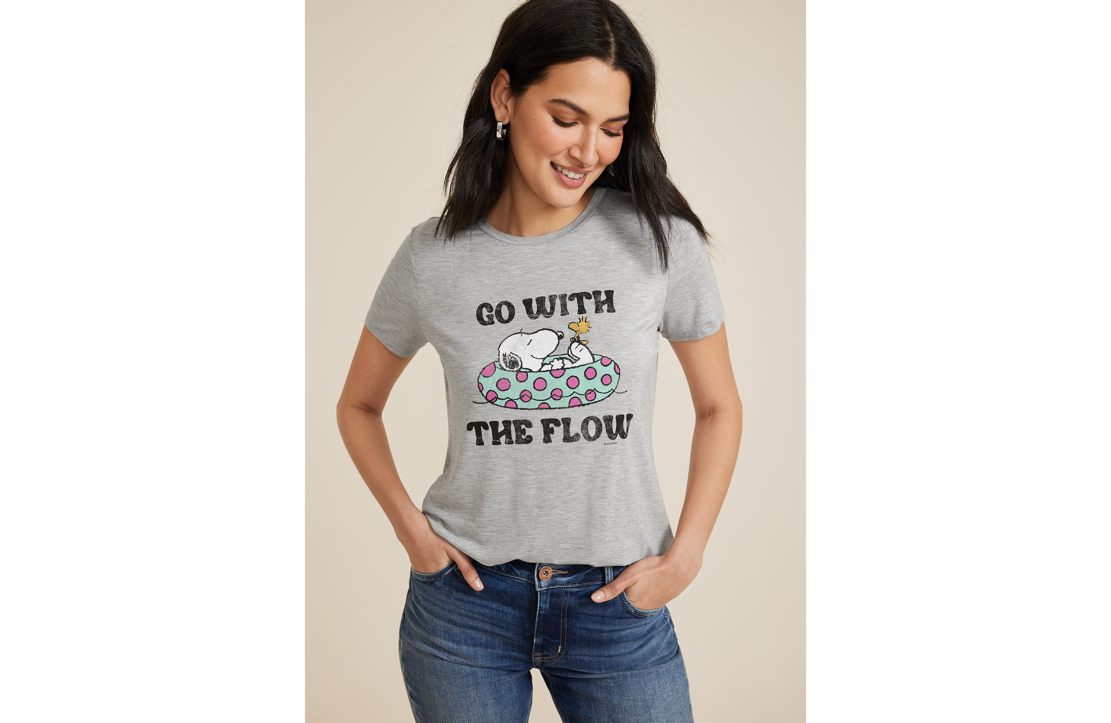 Snoopy Go With The Flow Classic Fit Graphic Tee