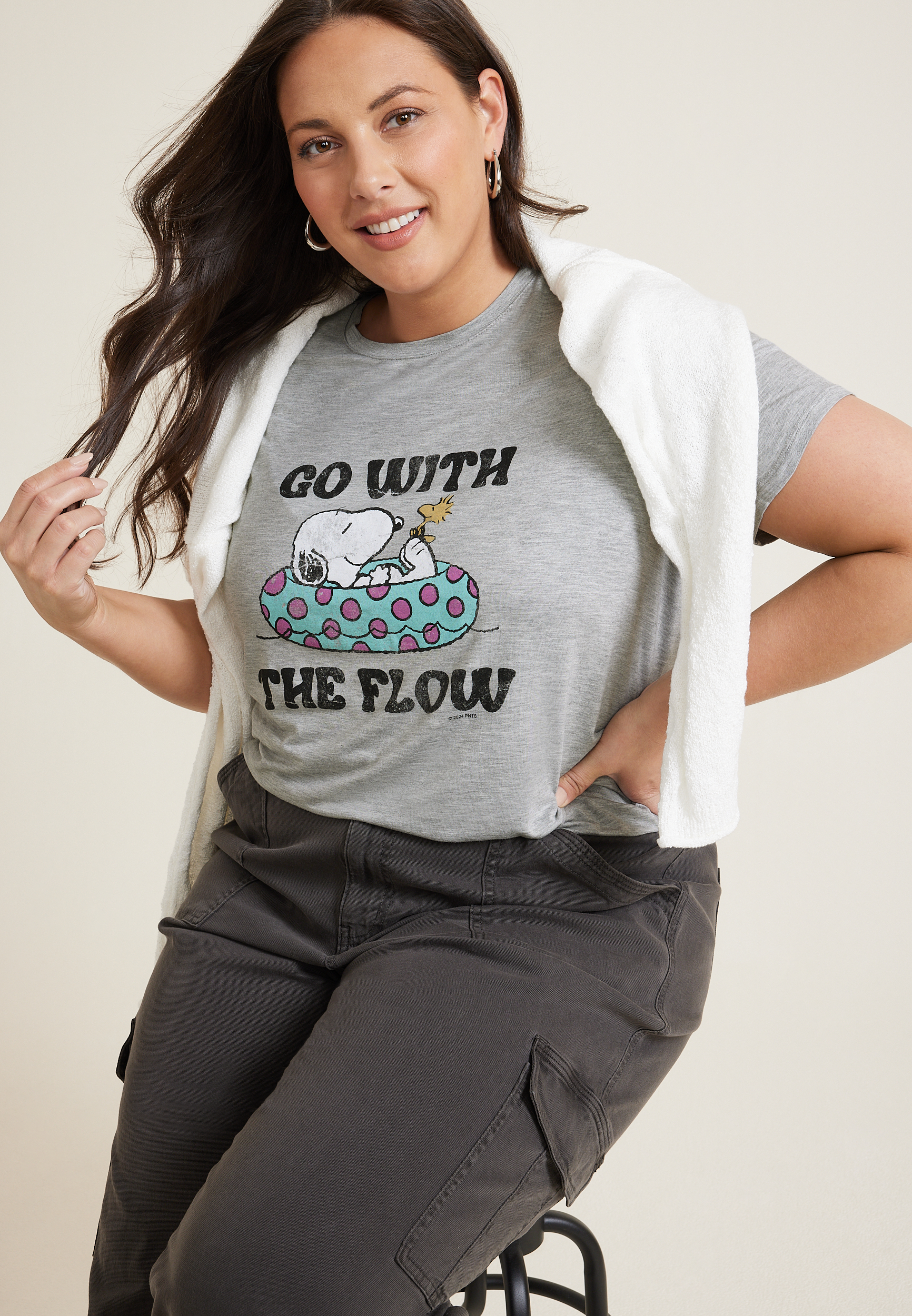 Plus Size Snoopy Go With The Flow Classic Fit Graphic Tee, C151, large