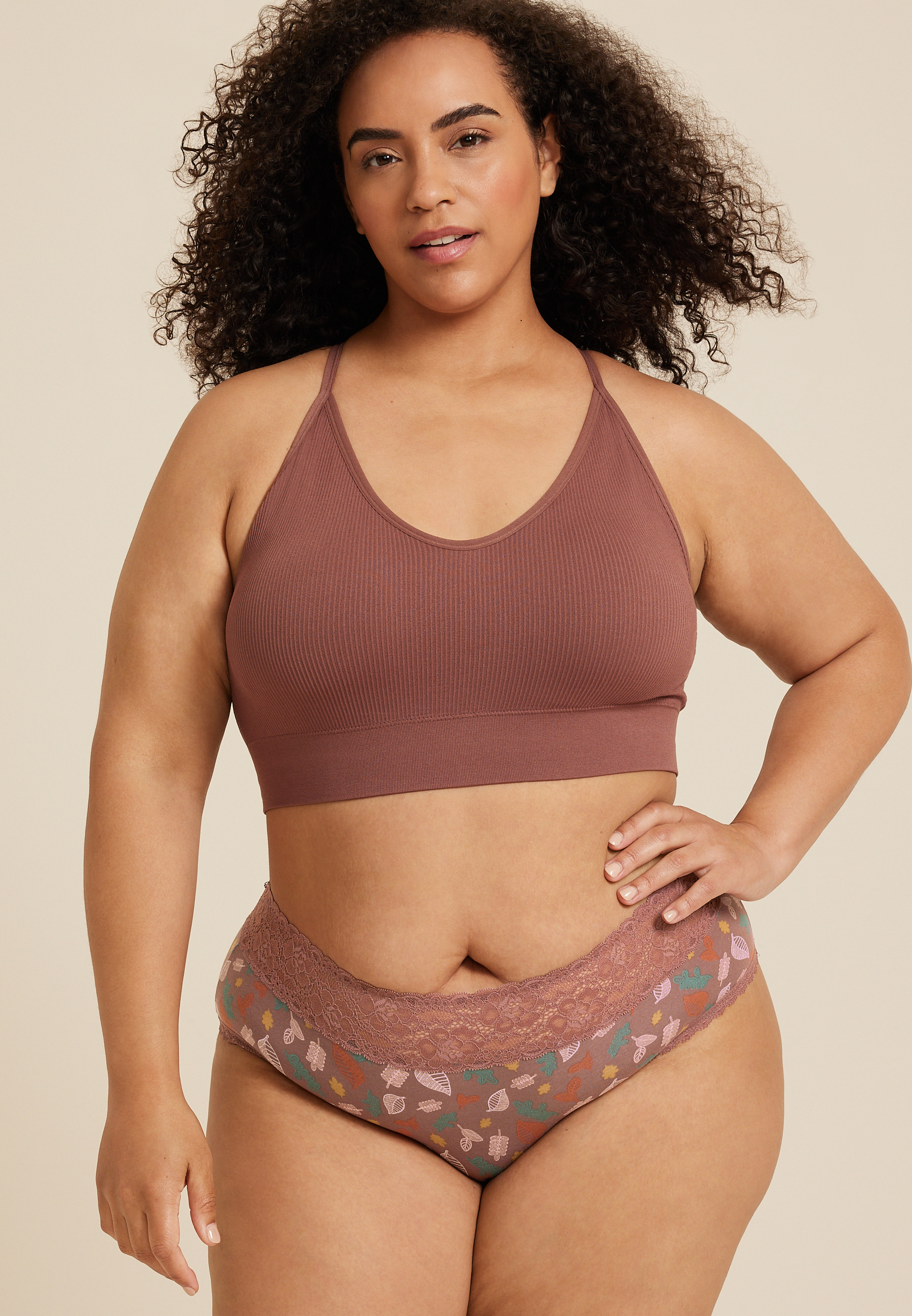 Simply Comfy Cotton Leaves Hipster Panty, C894, large