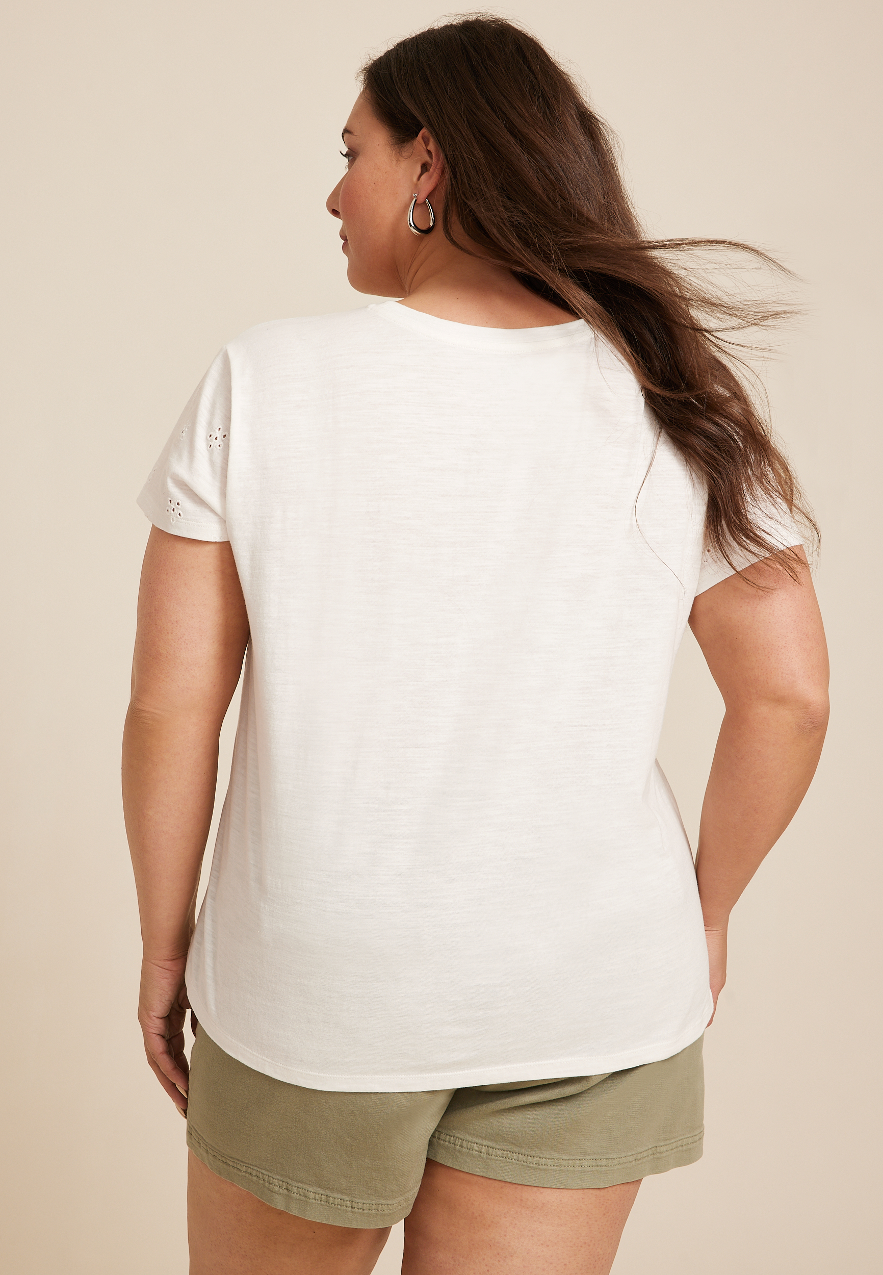 Plus Size 24/7 Dawson Eyelet Crew Neck Tee, C4673, large