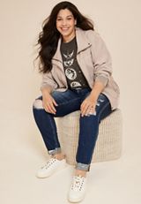Plus Size Twill Bomber Jacket, C9749, small
