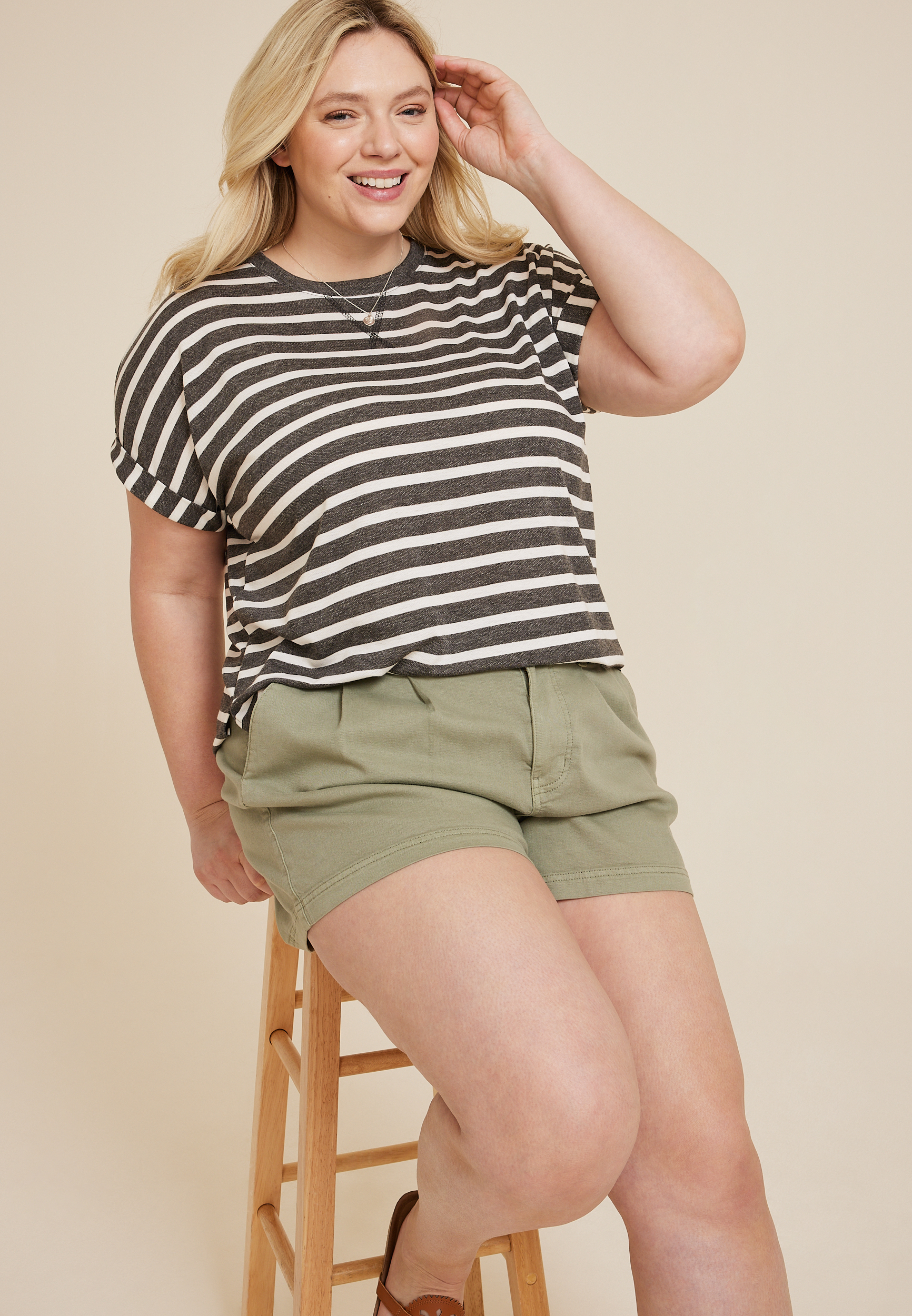 Plus 24/7 Clara Striped Short Sleeve Tee