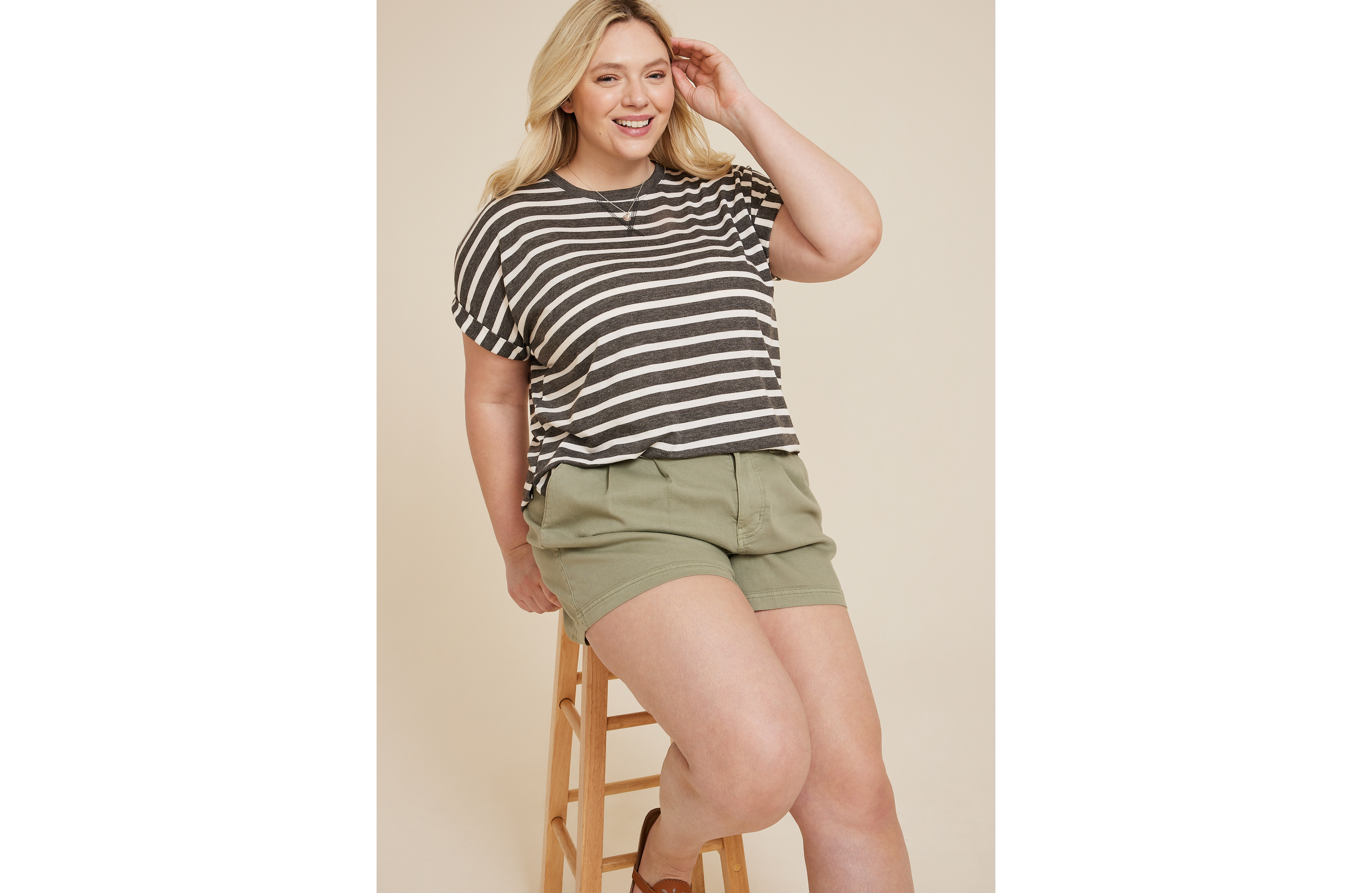 Plus 24/7 Clara Striped Short Sleeve Tee