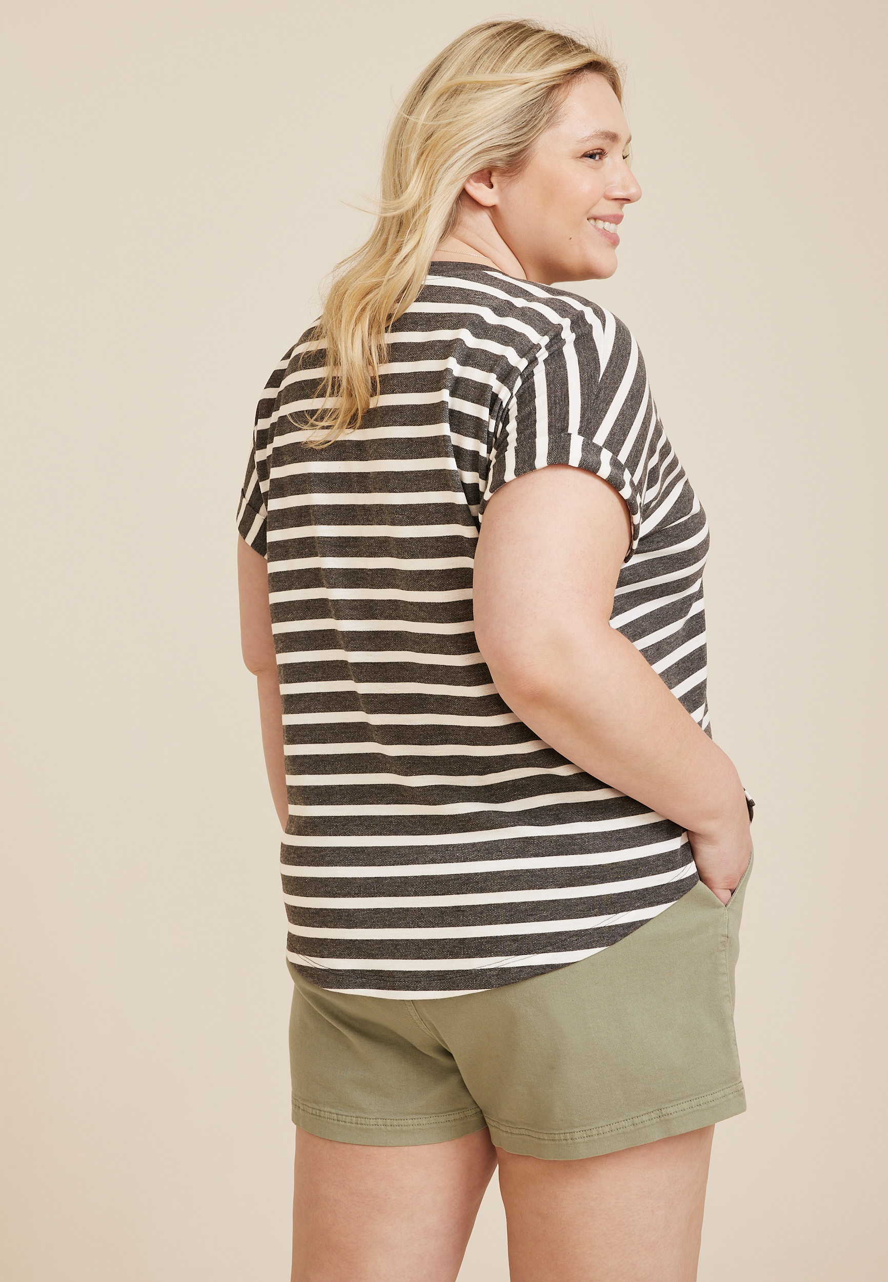Plus 24/7 Clara Striped Short Sleeve Tee