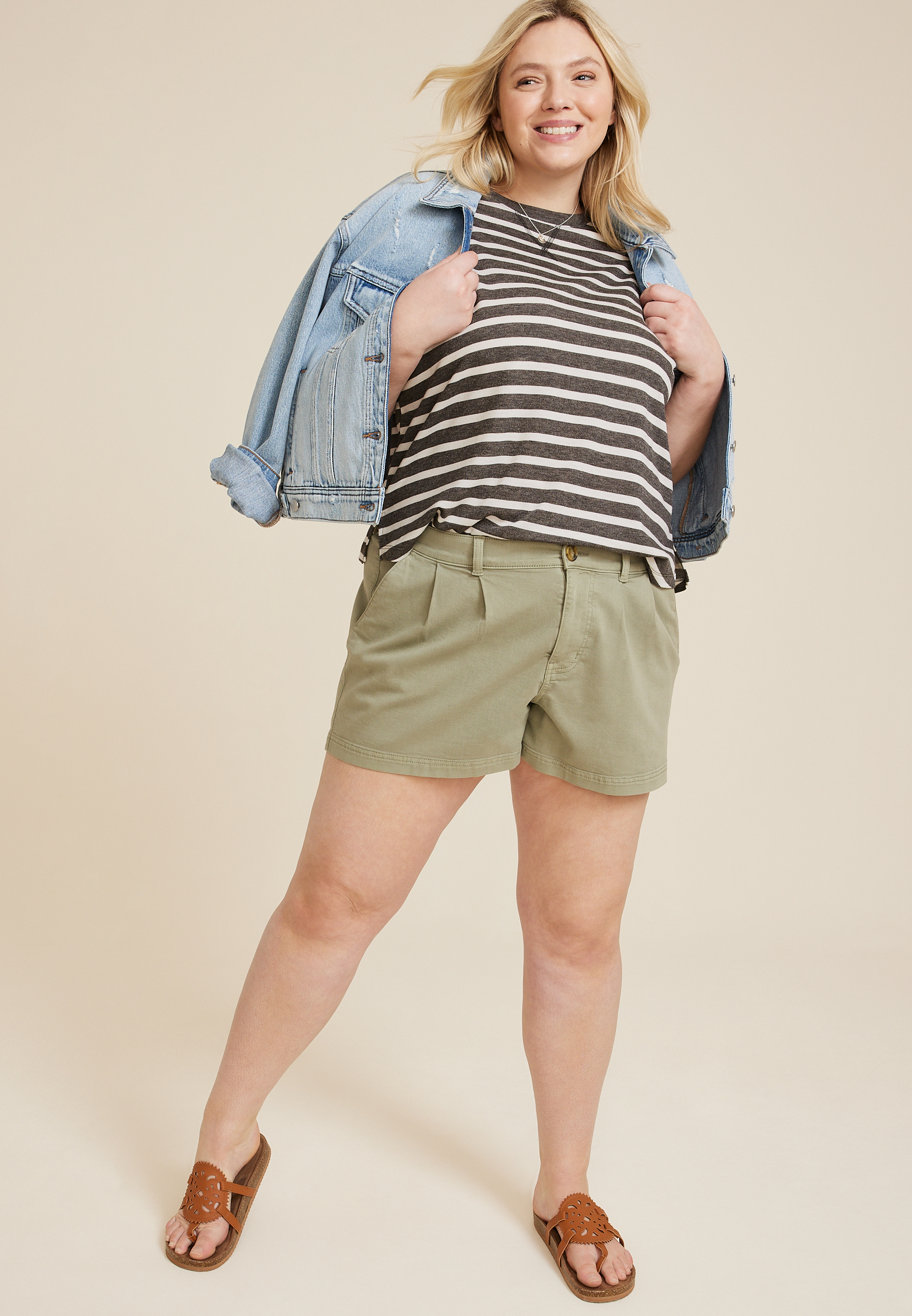 Plus 24/7 Clara Striped Short Sleeve Tee