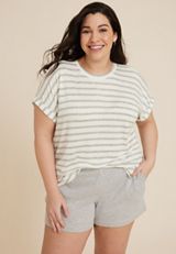 Plus Size 24/7 Clara Striped Short Sleeve Tee, C2823, small