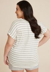 Plus Size 24/7 Clara Striped Short Sleeve Tee, C2823, small