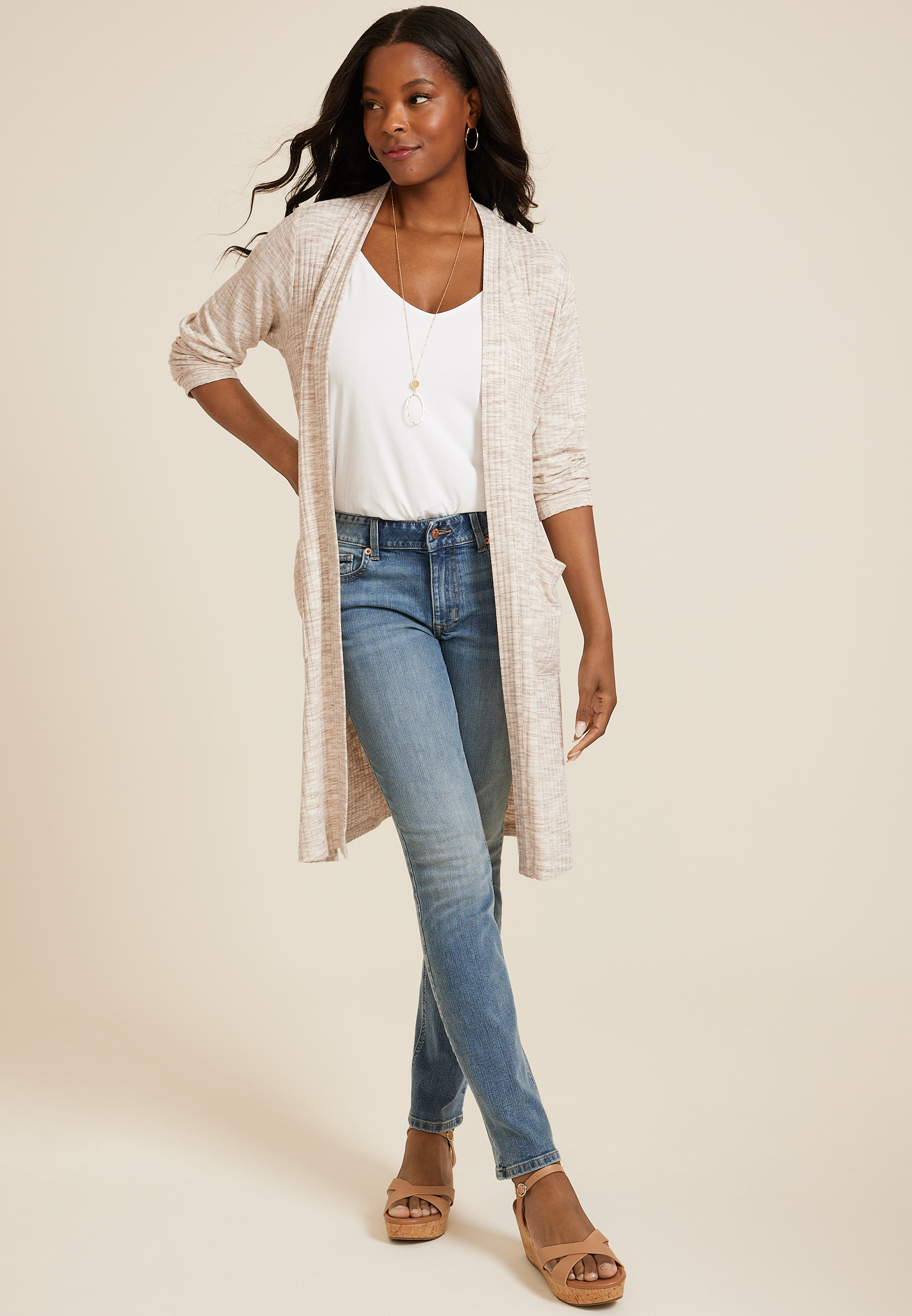 Rib Knit Duster Cardigan