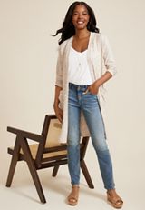 Rib Knit Duster Cardigan, C183, small