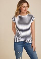 24/7 Austin Striped Knot Hem Tee, BLUE JASMINE COMBO, small