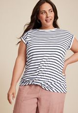 Plus Size 24/7 Austin Striped Knot Hem Tee, C1943, small