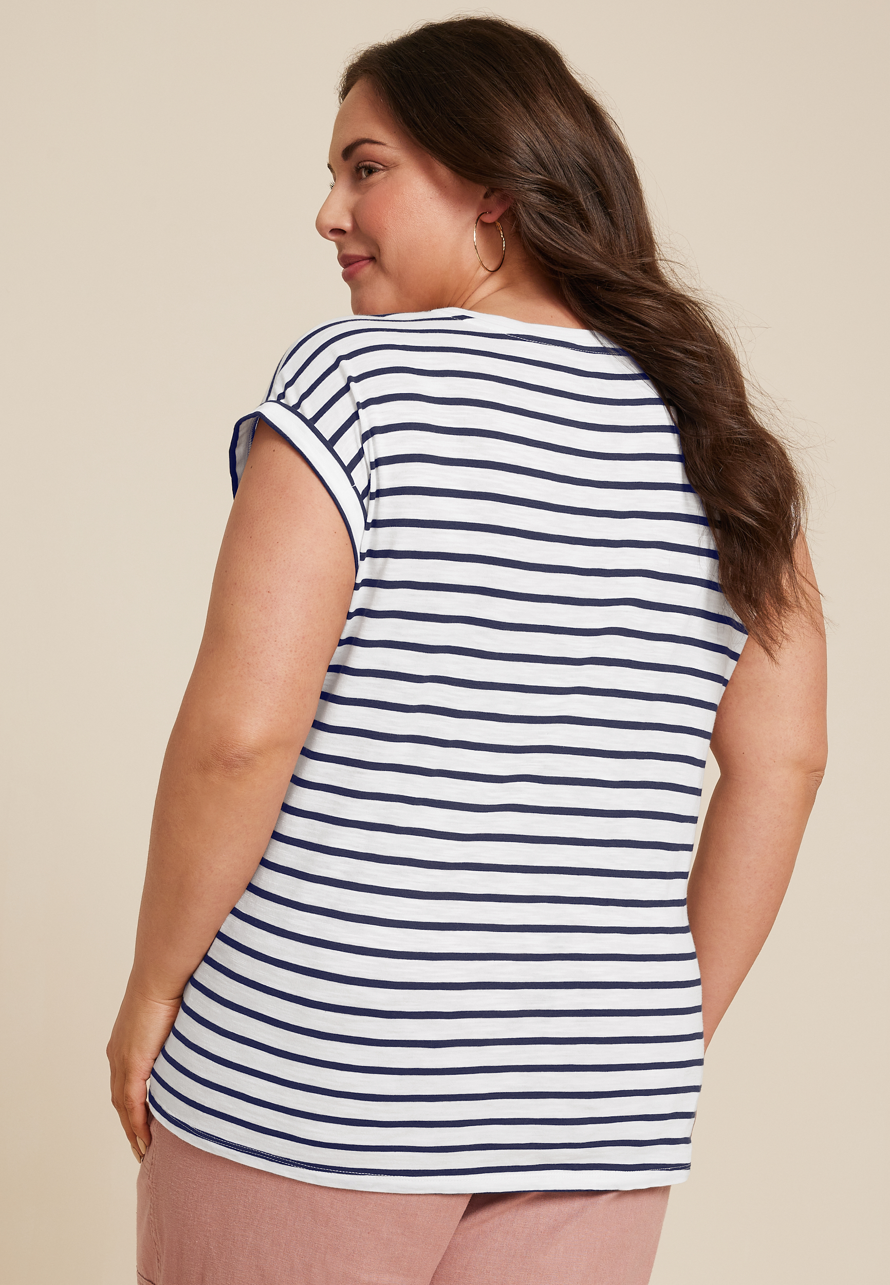 Plus Size 24/7 Austin Striped Knot Hem Tee, C1943, large