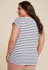 Plus Size 24/7 Austin Striped Knot Hem Tee, C1943, small