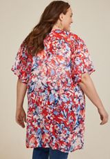 Plus Size Americana Floral Kimono, C4926, small