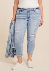 Plus Size KanCan&trade; Light High Rise Ripped Boyfriend Jean, , small