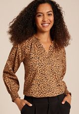 Animal V Neck Poplin Blouse, C7844, small