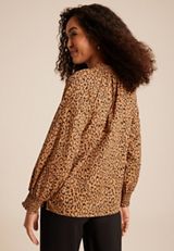 Animal V Neck Poplin Blouse, C7844, small