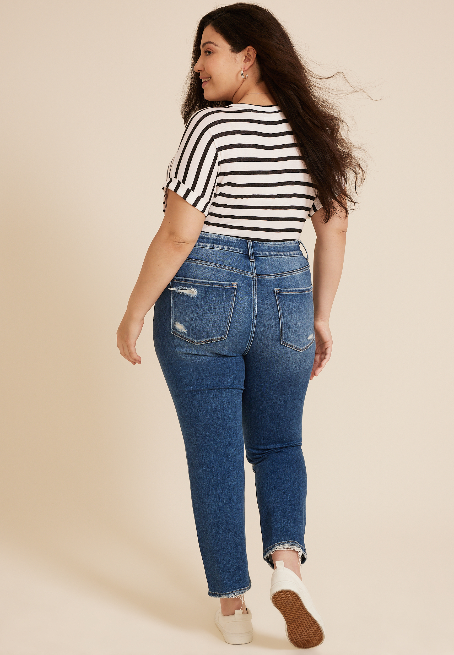Plus Size Flying Monkey&trade; High Rise Ripped Straight Jean, MEDIUM SANDBLAST, large