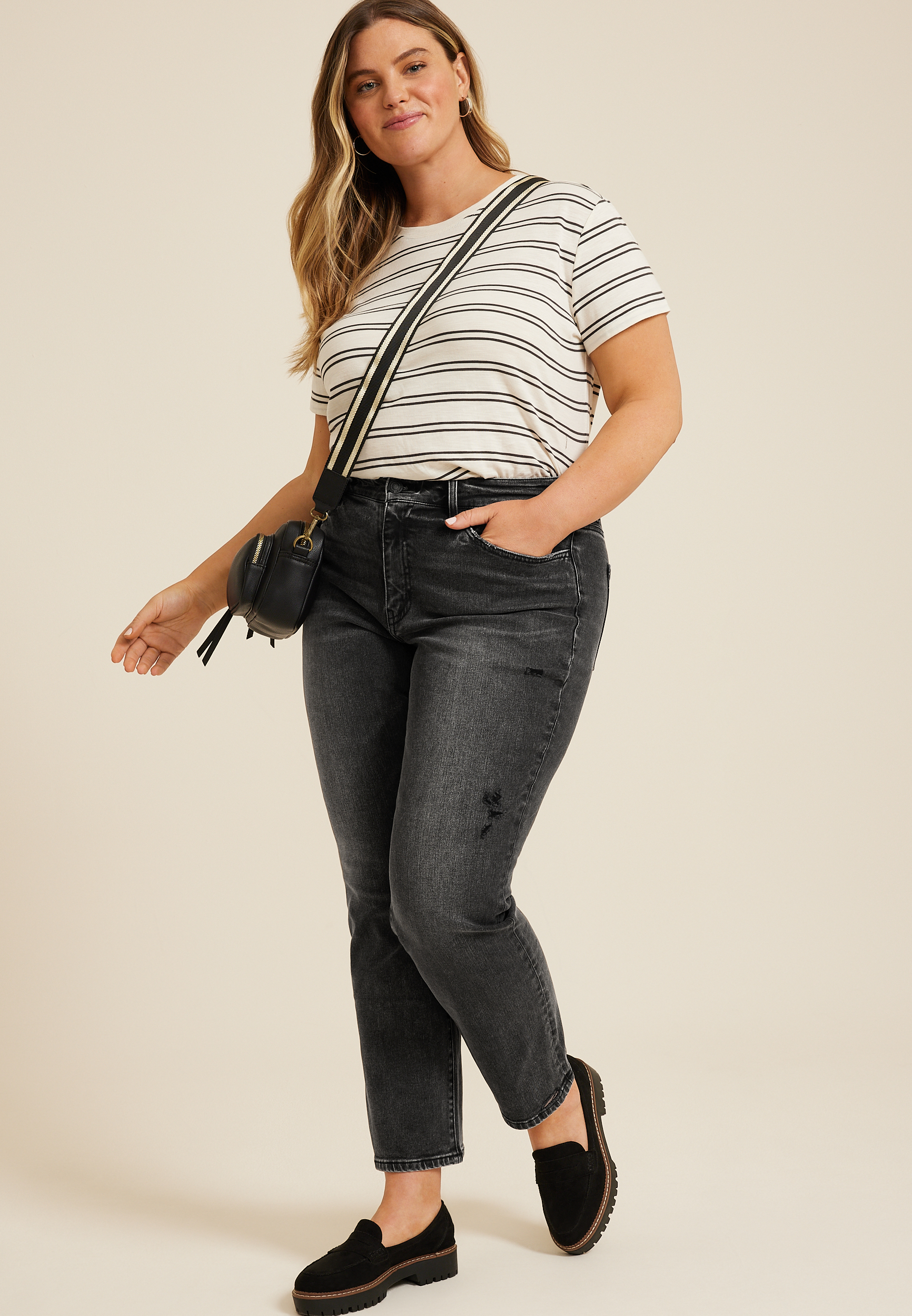 Plus Size Flying Monkey&trade; Black High Rise Straight Jean, C106, large