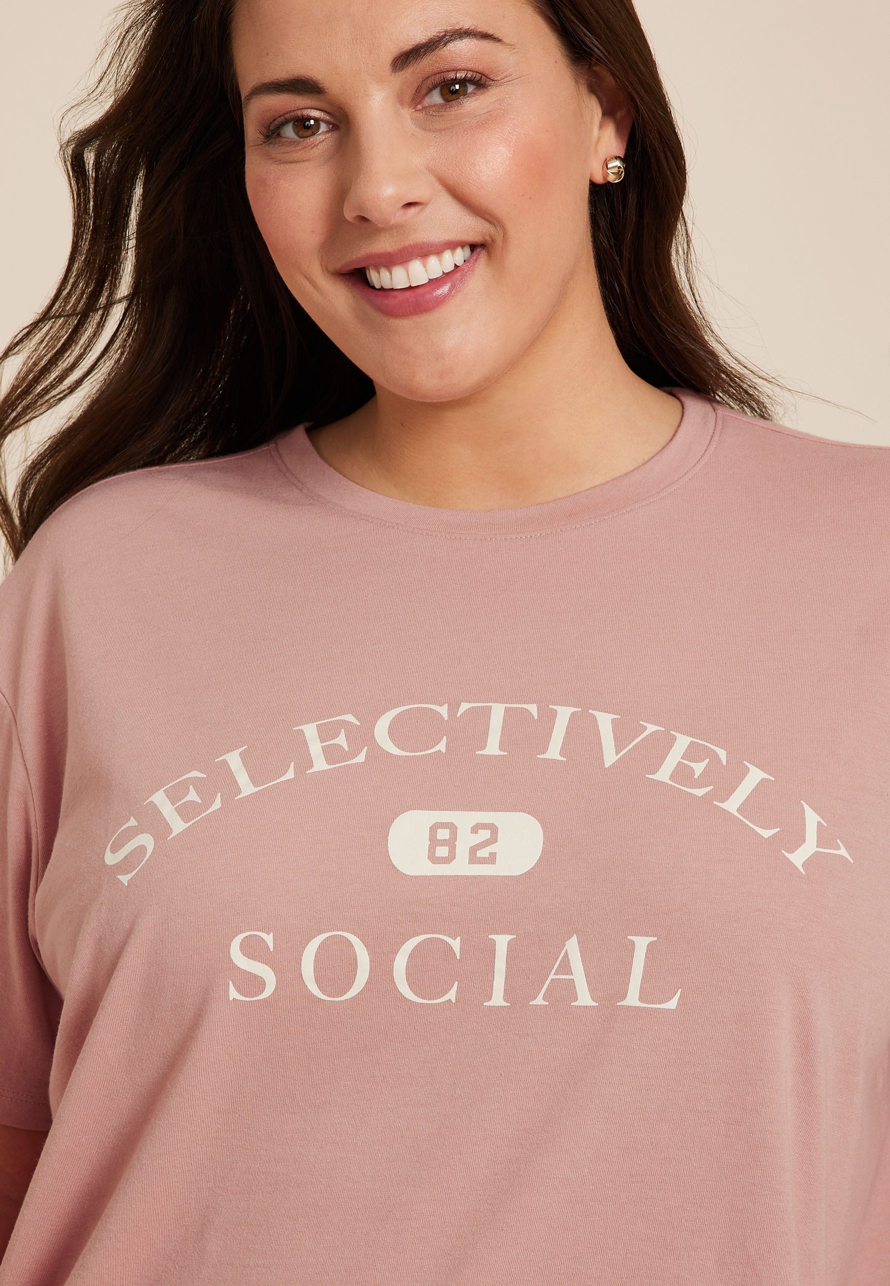 Plus Size Selectively Social Relaxed Fit Graphic Tee, C9346, large