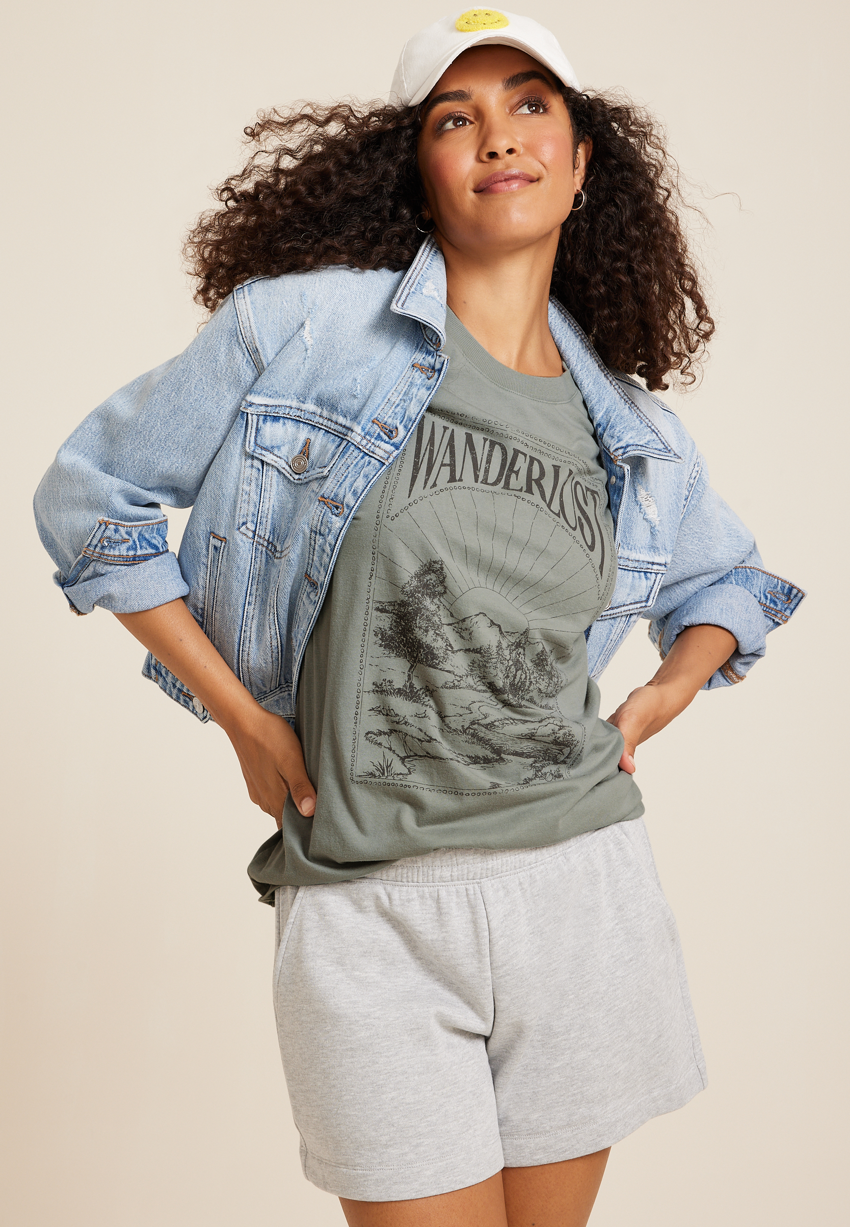 Wanderlust Oversized Fit Graphic Tee, C425, large