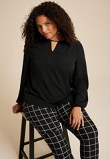 Plus Size Leighton Long Sleeve Blouse, C106, small