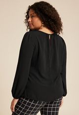 Plus Size Leighton Long Sleeve Blouse, C106, small