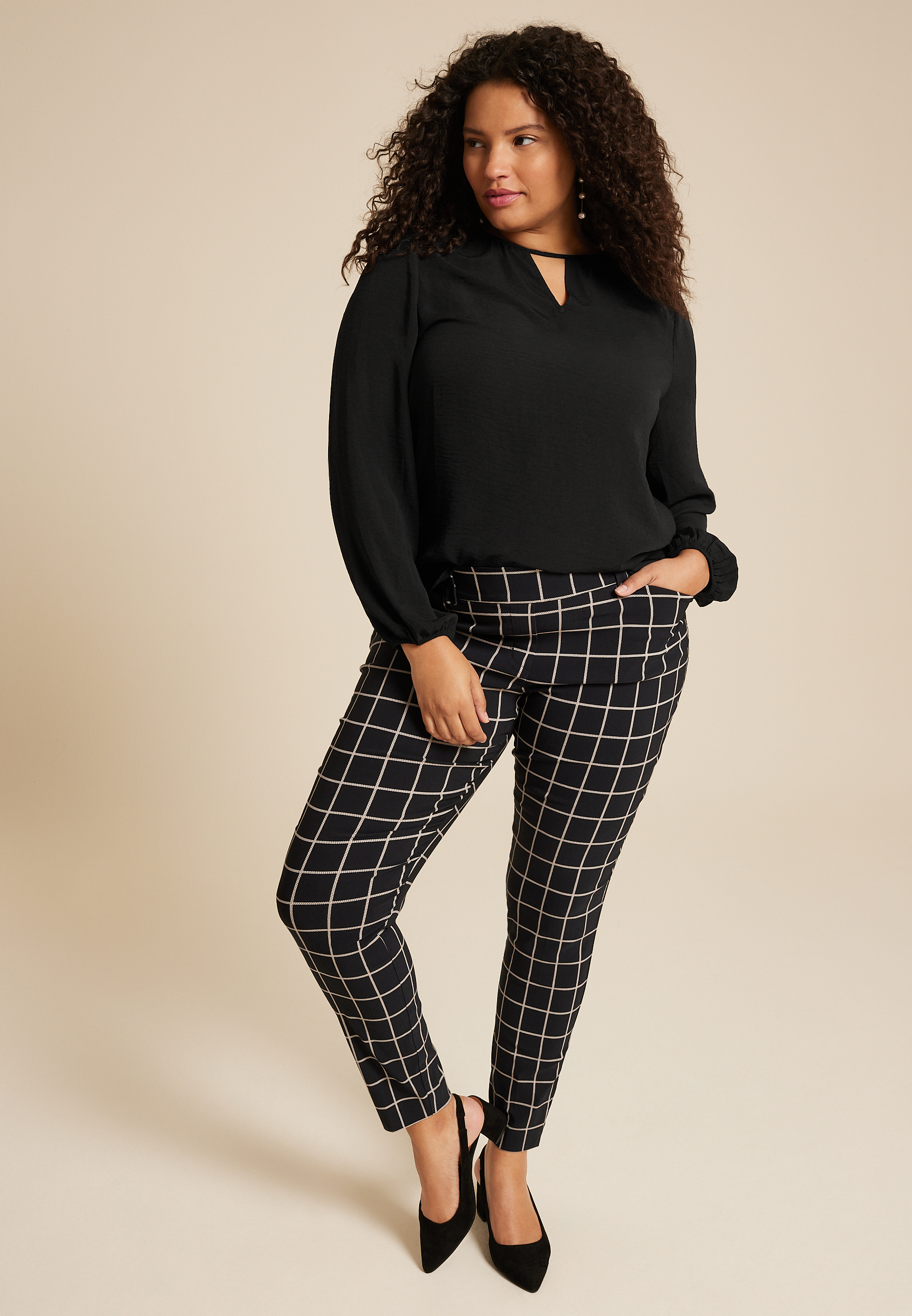 Plus Size Leighton Long Sleeve Blouse, C106, large