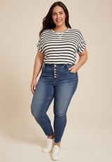 Plus Size m jeans by maurices&trade; High Rise Button Fly Super Skinny Ankle Jean, C258, small