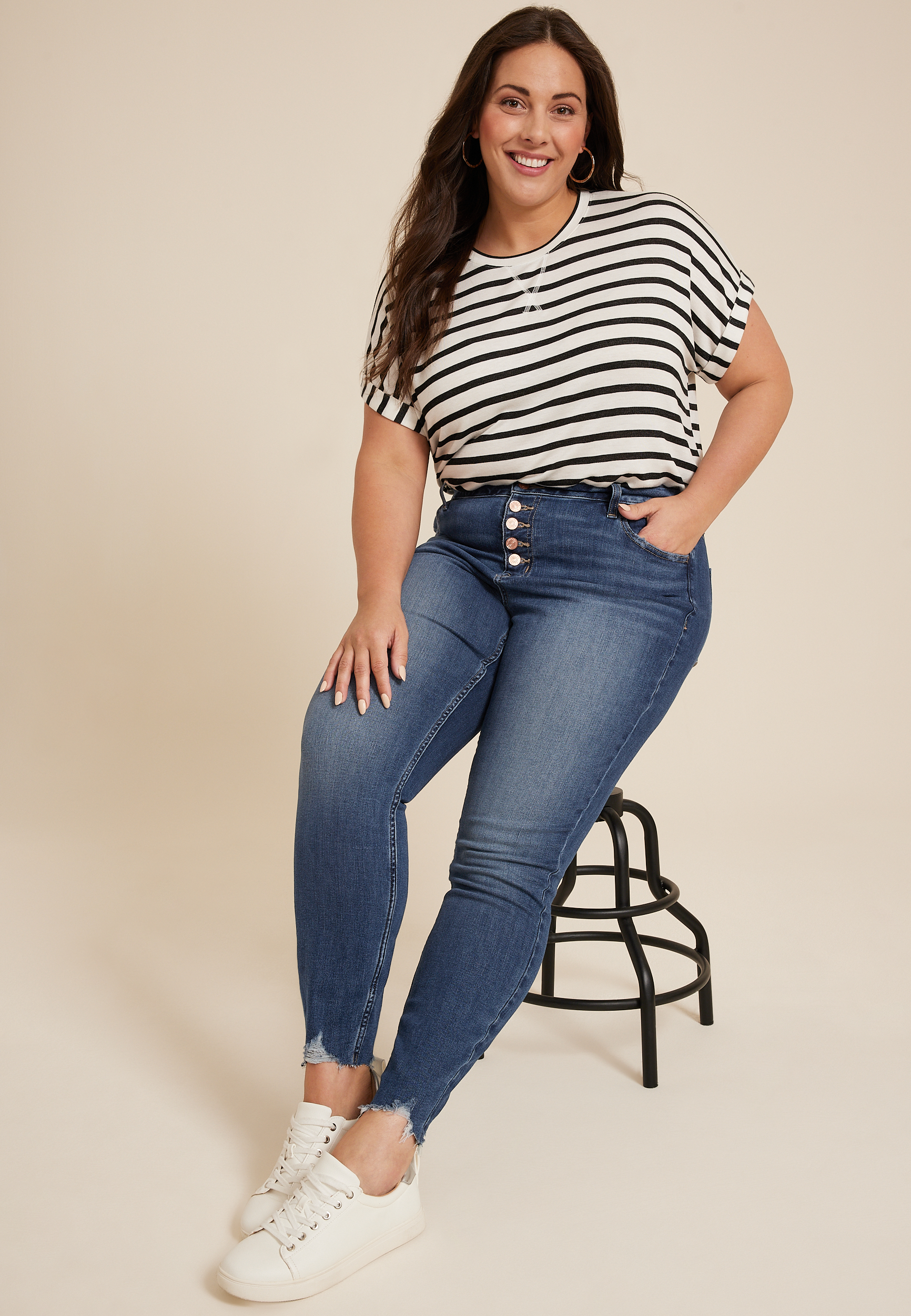 Plus Size m jeans by maurices&trade; High Rise Button Fly Super Skinny Ankle Jean, C258, large