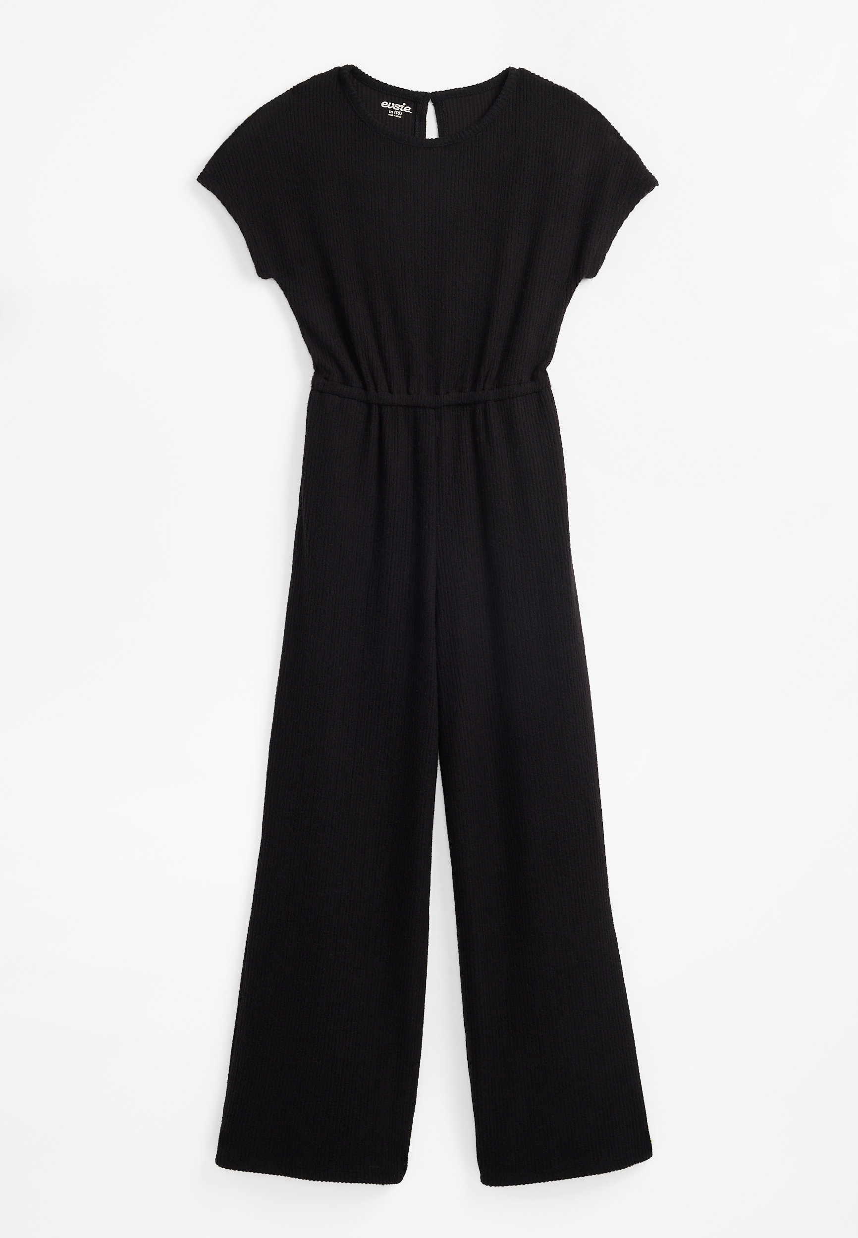 Girls Textured Dolman Short Sleeve Jumpsuit