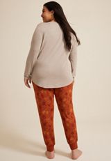 Plus Size Fall Yall Cozy Graphic Tee And Jogger Pajama Set, HEATHERED COCOA, small