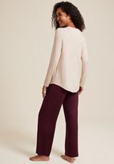 Hello Fall Cozy Graphic Tee And Wide Leg Pajama Set, OATMEAL HEATHER, small