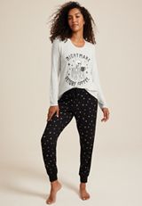 Nightmare Before Coffee Cozy Graphic Tee And Jogger Pajama Set, C151, small