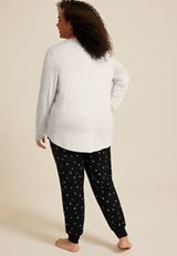 Plus Size Nightmare Before Coffee Cozy Graphic Tee And Jogger Pajama Set, C151, small