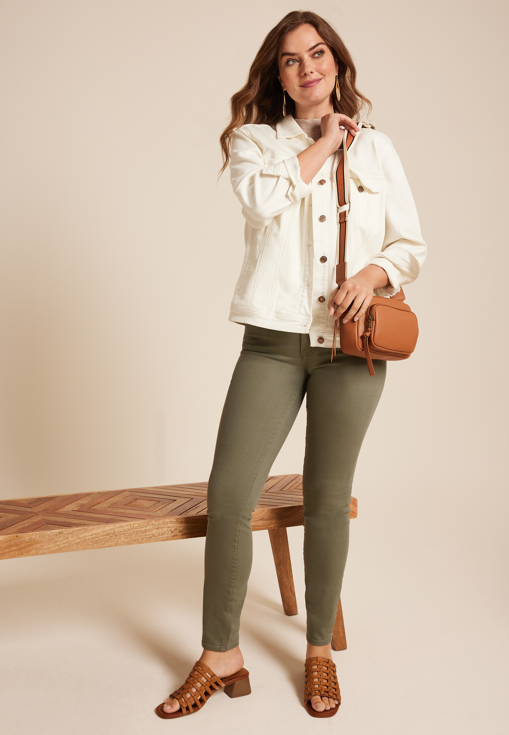 m jeans by maurices&trade; Olive High Rise Sculpt Skinny Jean, , large