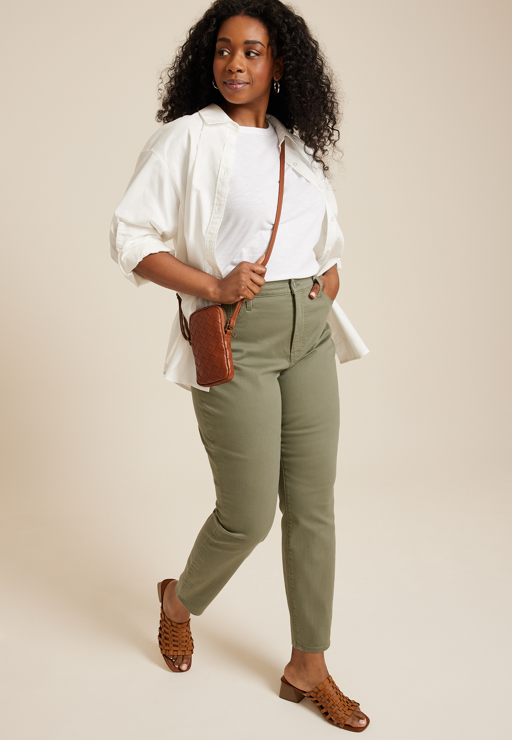 Plus Size m jeans by maurices&trade; Olive High Rise Sculpt Skinny Jean, C186, large