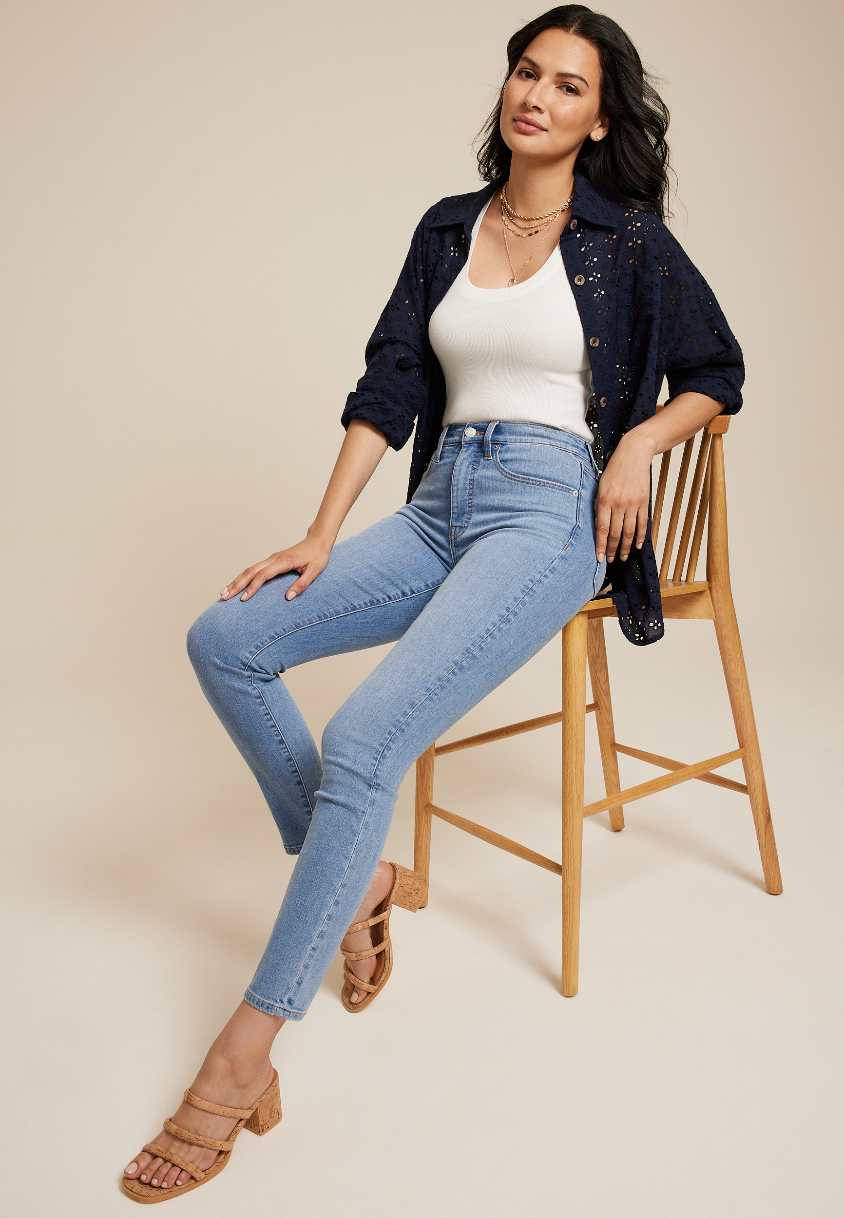 m jeans by maurices&trade; Light High Rise Sculpt Skinny Jean, , large