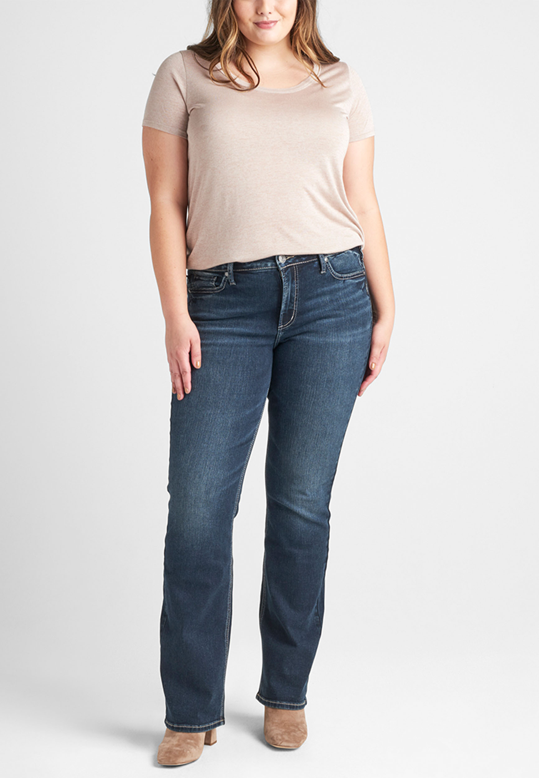 Plus Size Silver Jeans Co.&reg; Suki Curvy Mid Rise Navy Stitch Slim Boot Jean, , large