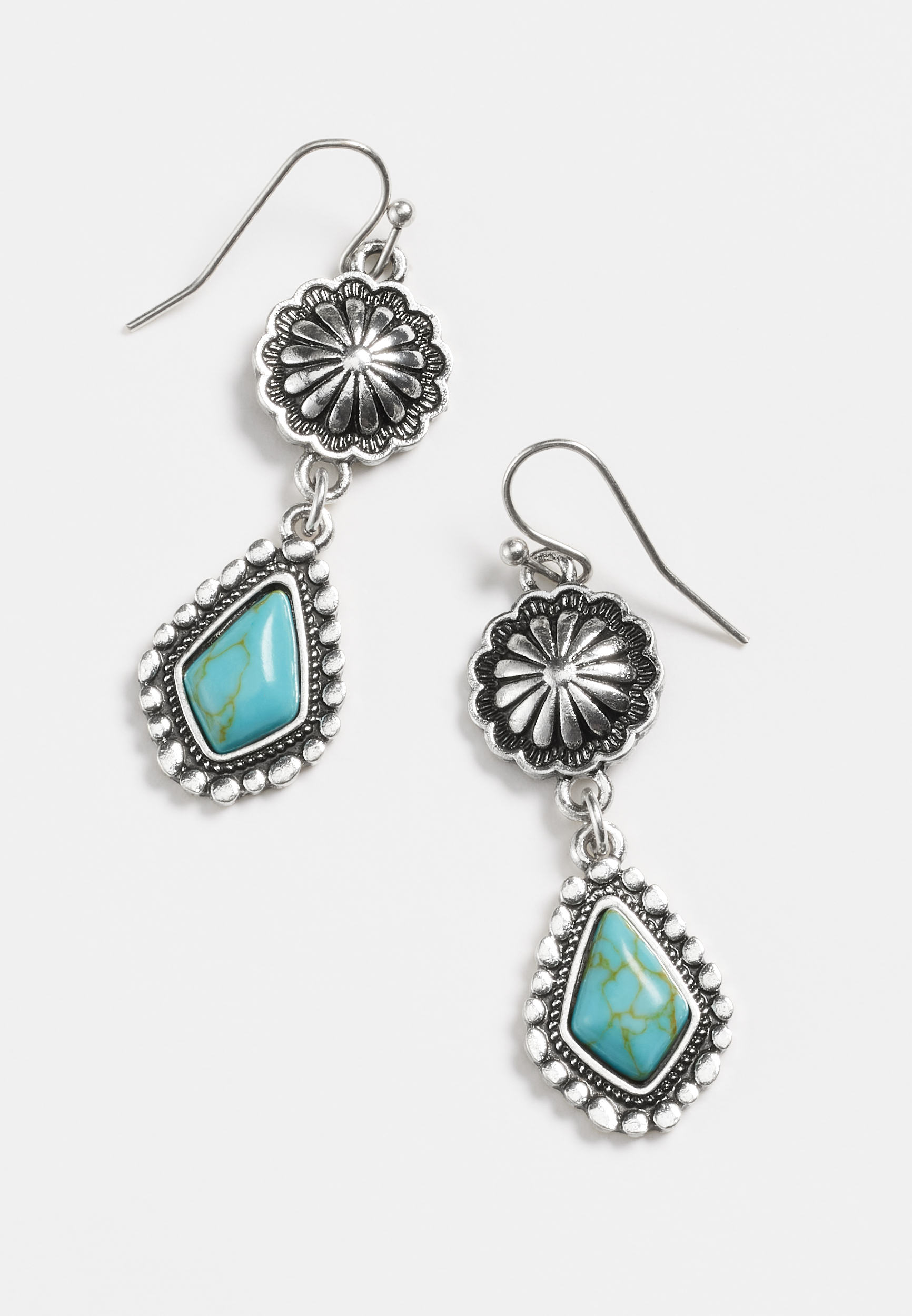 Turquoise And Silver Drop Earrings | maurices