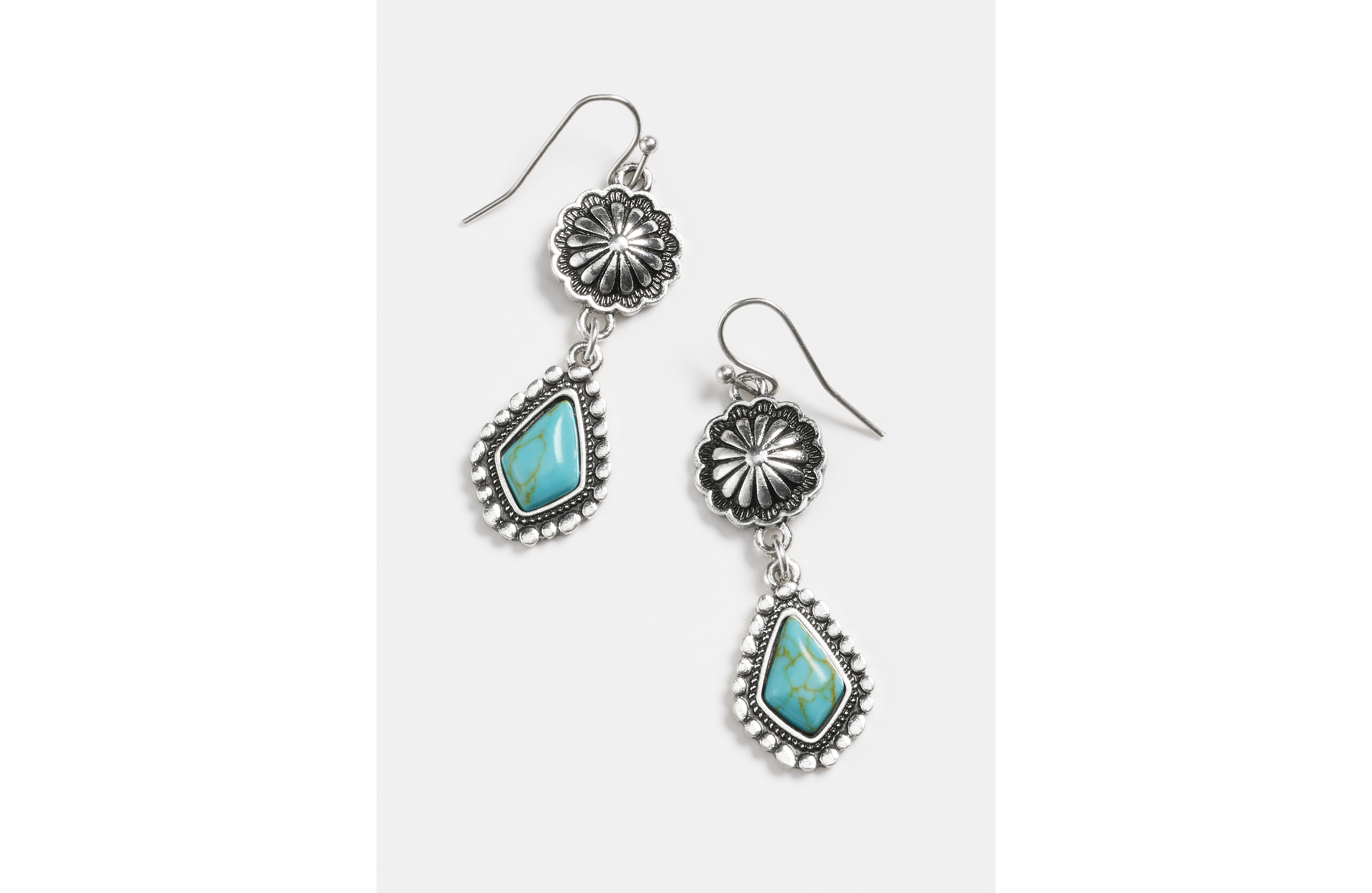 Turquoise And Silver Drop Earrings