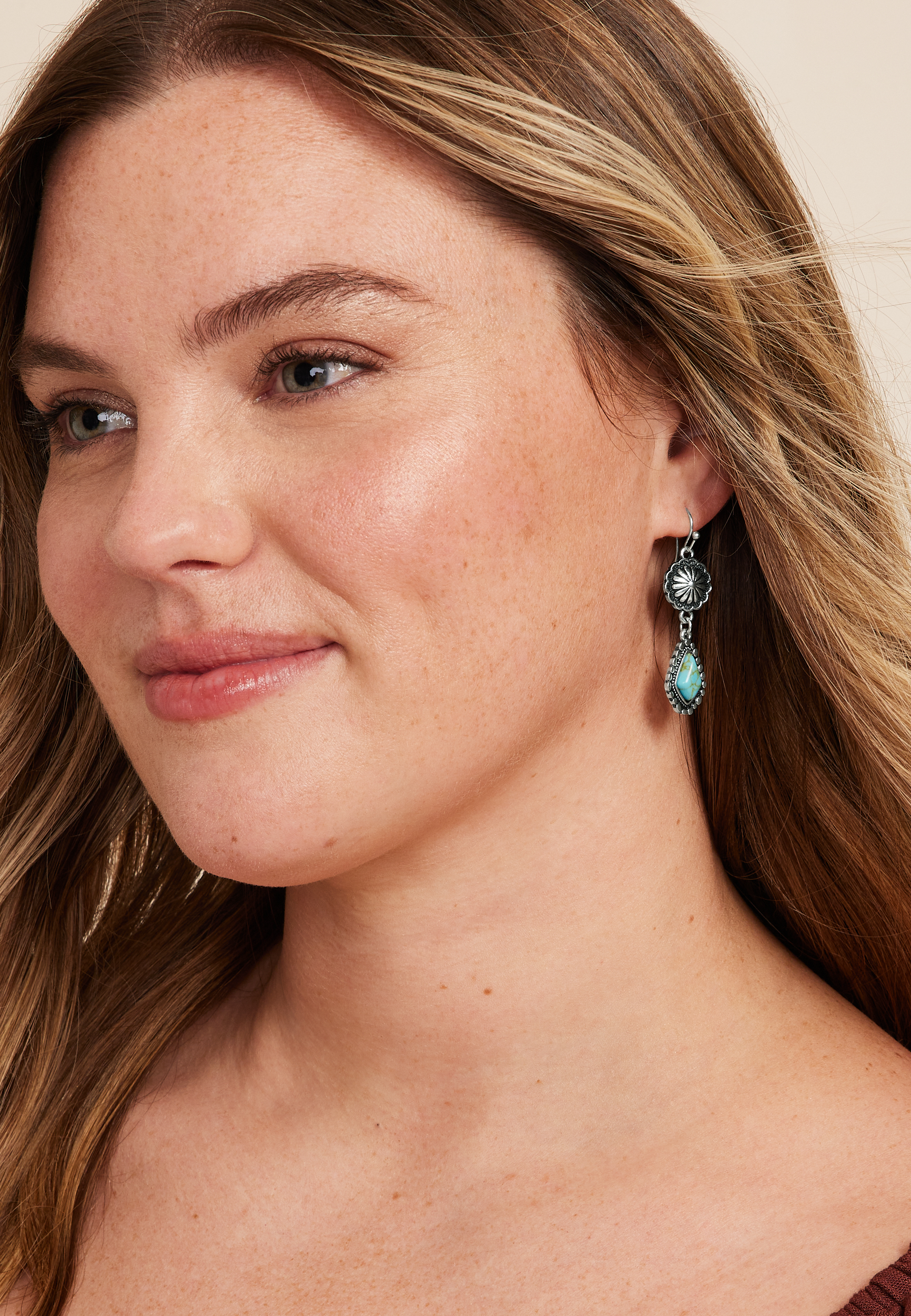 Turquoise And Silver Drop Earrings, C104, large