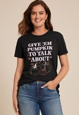 Give Em Pumpkin To Talk About Oversized Fit Graphic Tee, C106, small