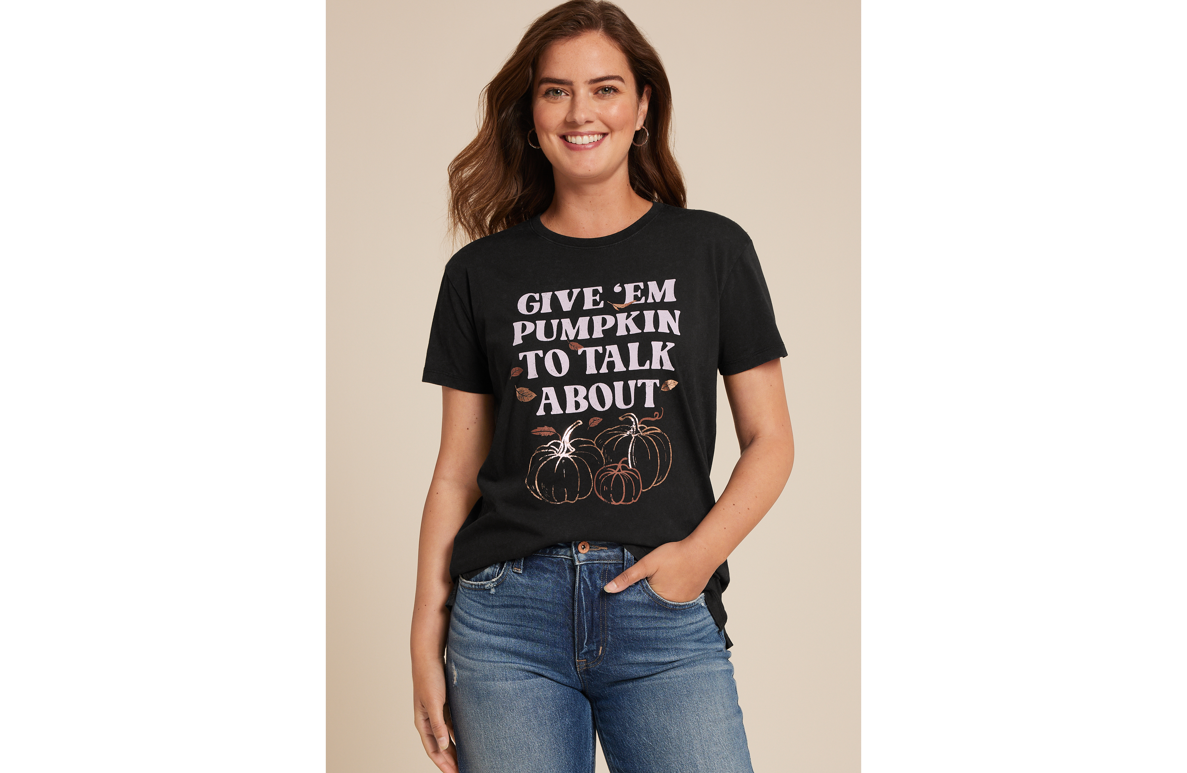 Give Em Pumpkin To Talk About Oversized Fit Graphic Tee